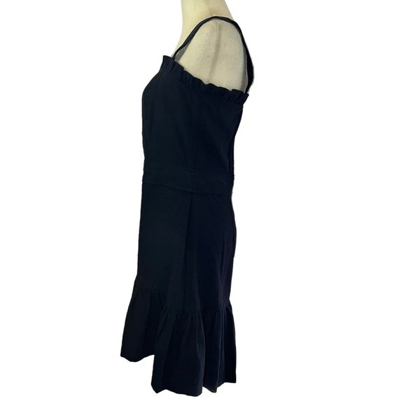 Like New AQUA Bloomingdale's Navy Blue Ruffle Mini Dress Size Small - Picture 3 of 10